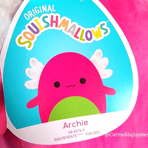 ARCHIE 🦎 Blacklight Hot Pink Axolotl Original Squishmallow by KellyToy NWT - Picture 6 of 8
